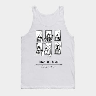 Stay At Home Funny Cat Social DIstancing Tank Top